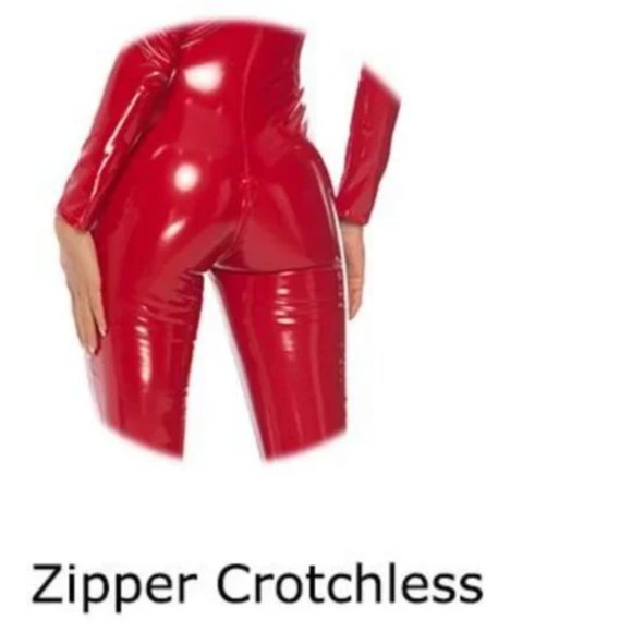 NWT Sexy Burning Man Festival Rave Clubwear Shiny PU Jumpsuit/Bodysuit - Picture 5 of 6